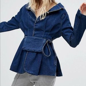 ASOS DESIGN Denim Fitted Jacket with Bag detail
